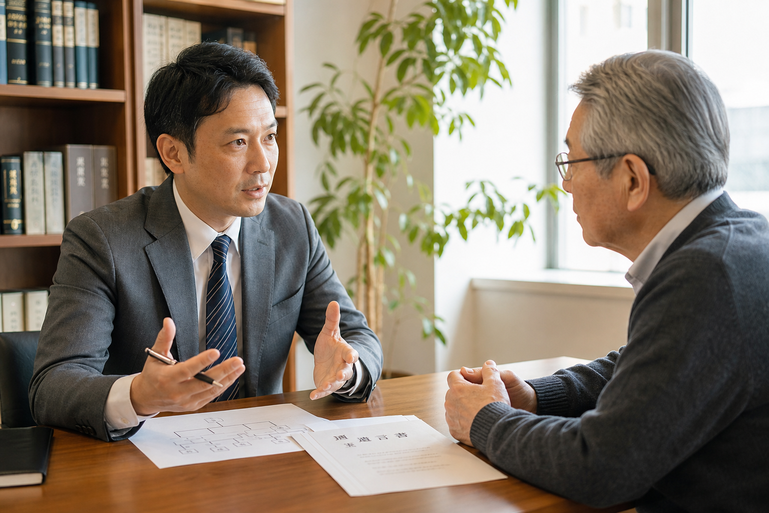 遺言書について弁護士に相談する家族