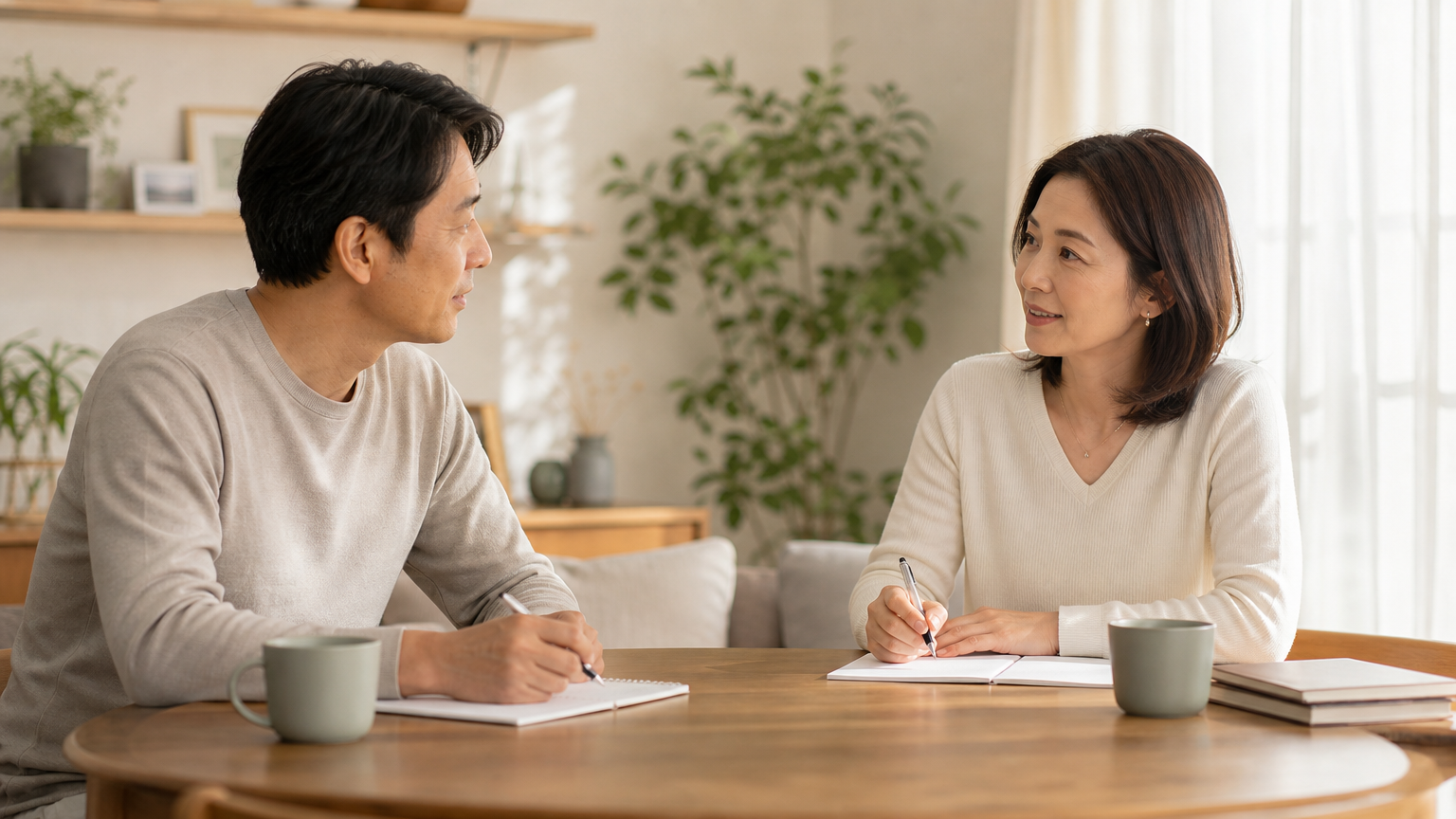 家族で葬儀の形式を相談する様子