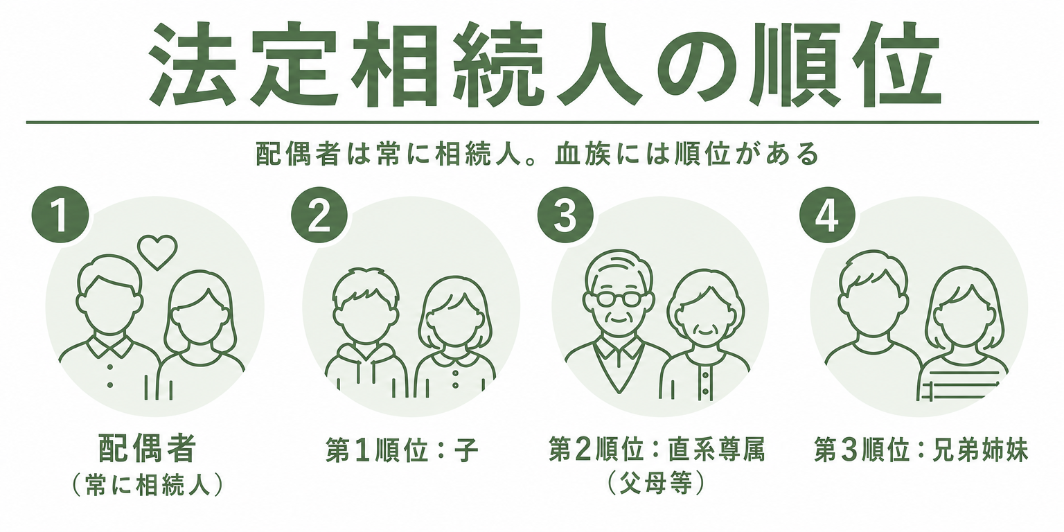 法定相続人の順位を示す図解
